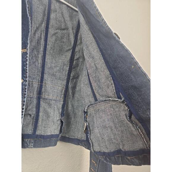 St John's Bay Blue Denim Jacket XL 5-Button Pocket Flaps Collarless - Picture 5 of 8